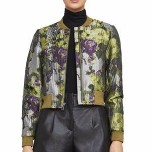 BCBGMaxAzria Colin Green Jacquard Bomber Jacket M